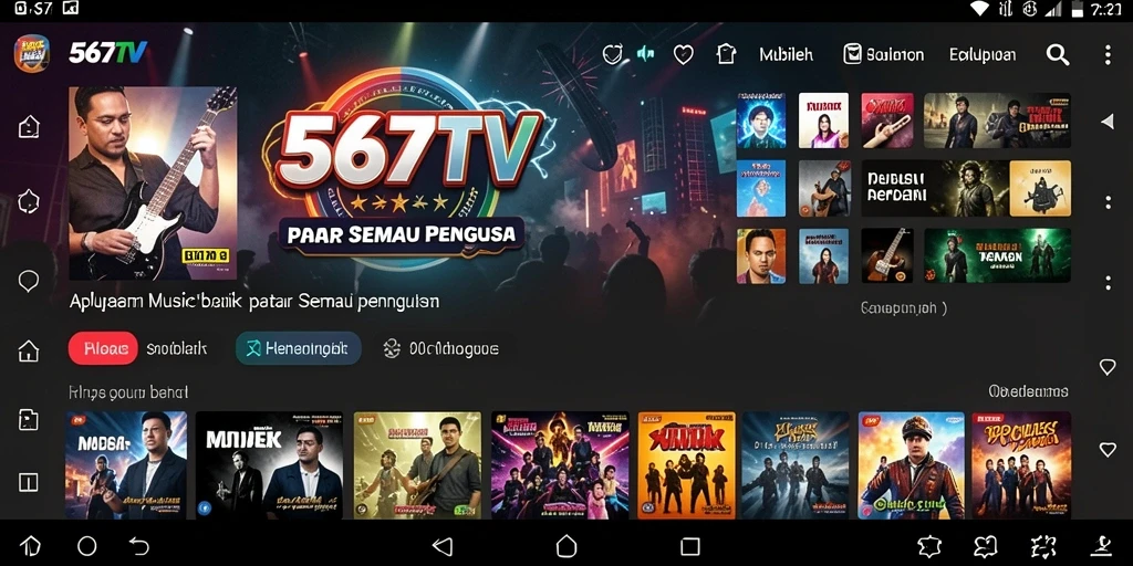 Screenshot 567TV menampilkan pengguna menikmati berbagai lagu musik.