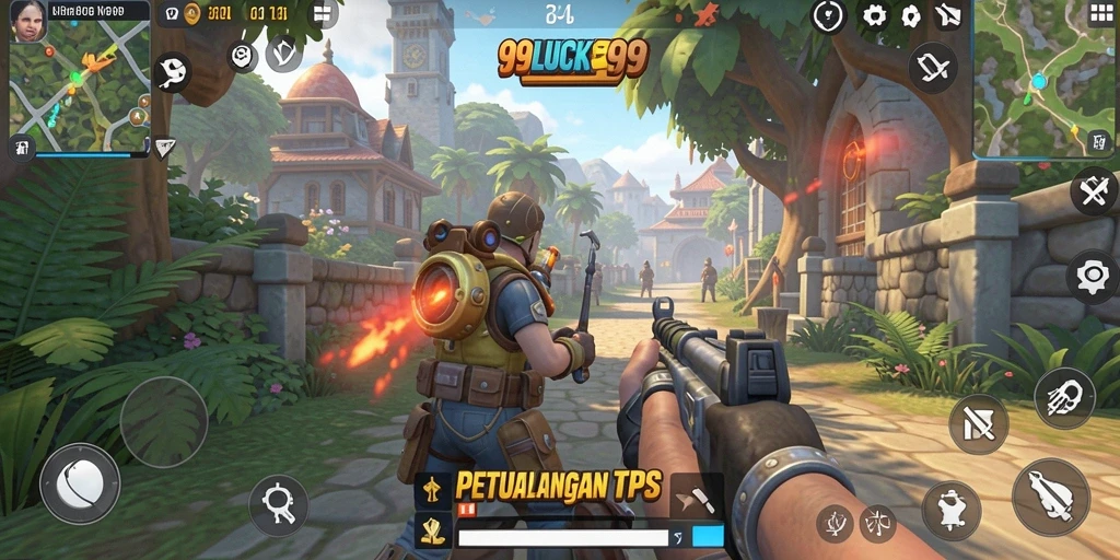 Tampilan gameplay seru di 99LUCK99 dengan aksi TPS.