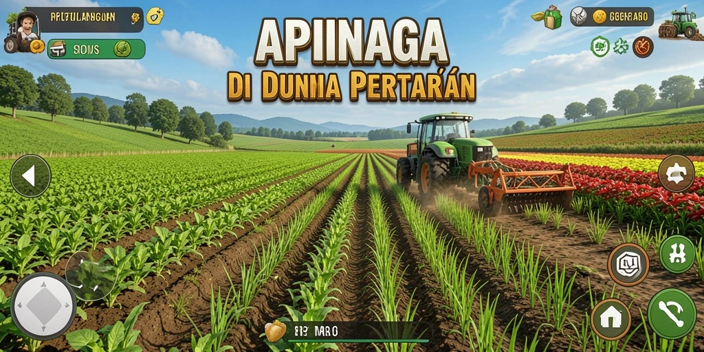 Tampilan gameplay seru di dunia pertanian APINAGA.