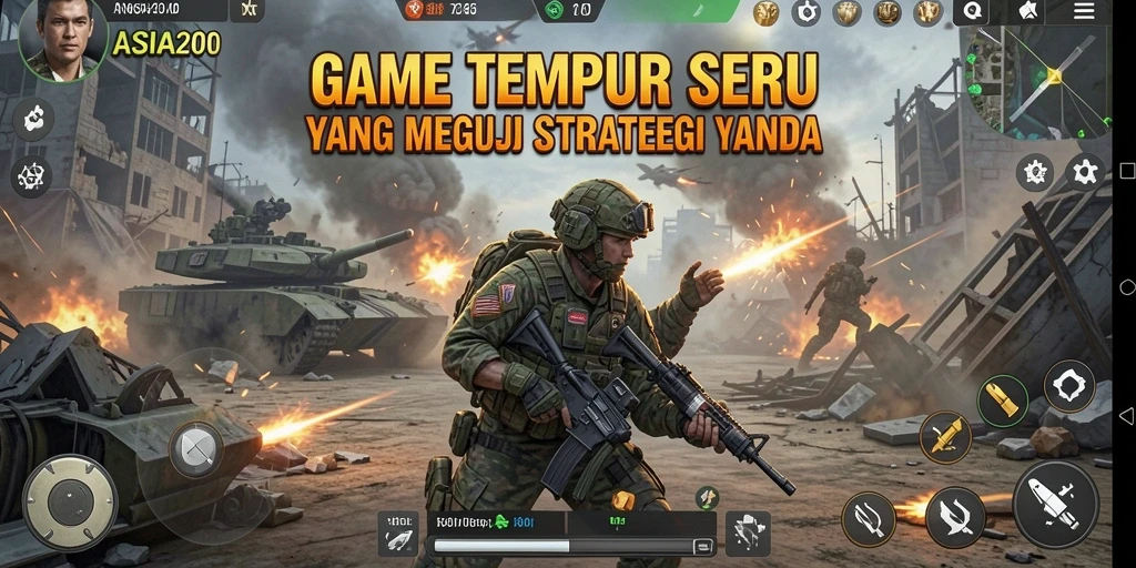 Tampilan gameplay seru di ASIA200 dengan aksi tembak-menembak intens.