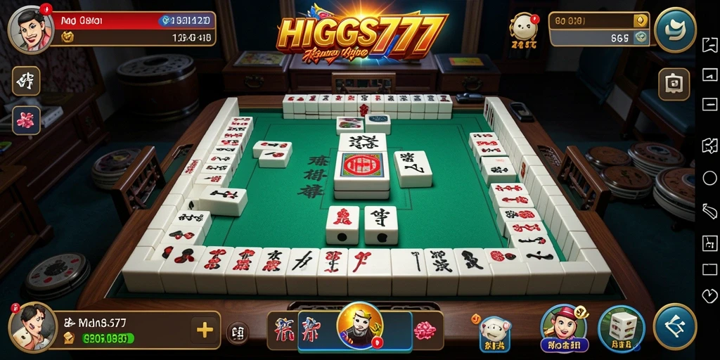Tampilan menarik dari HIGGS777 saat bermain Mahjong di ponsel.