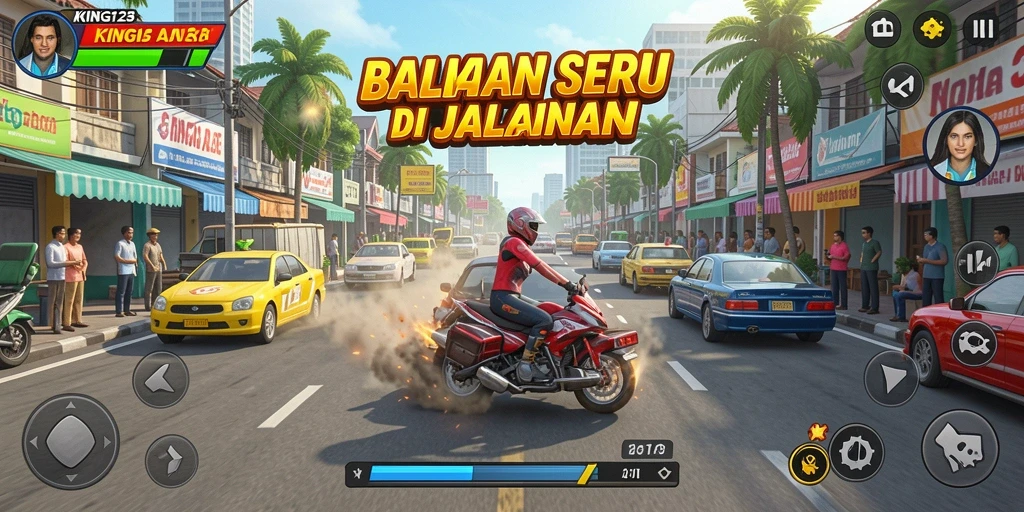 Screenshot KING123 menunjukkan aksi balapan mendebarkan di trek yang menantang.