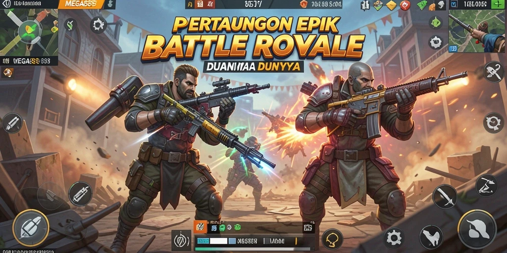 Gameplay seru MEGA888 dalam pertempuran Battle Royale.