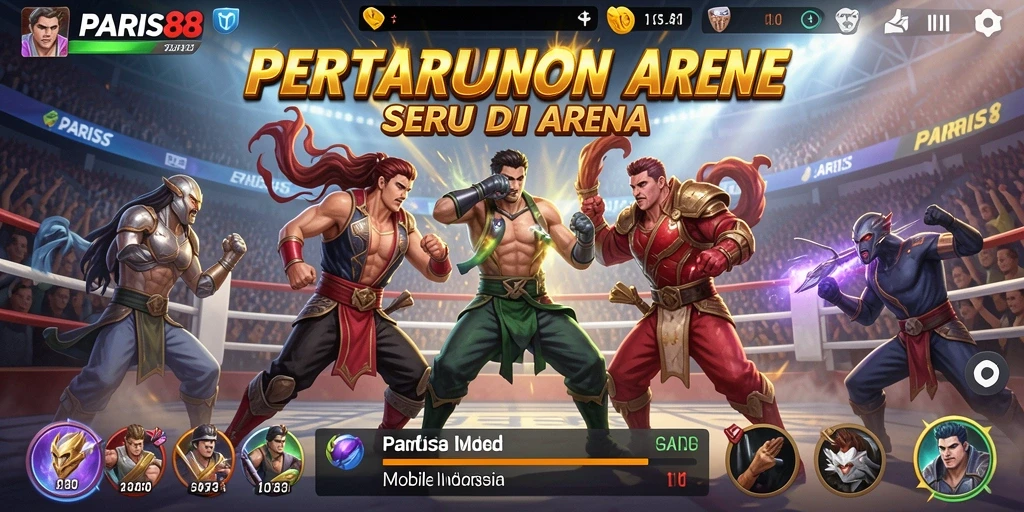 Screenshot utama PARIS88 menampilkan aksi pertarungan yang intens.