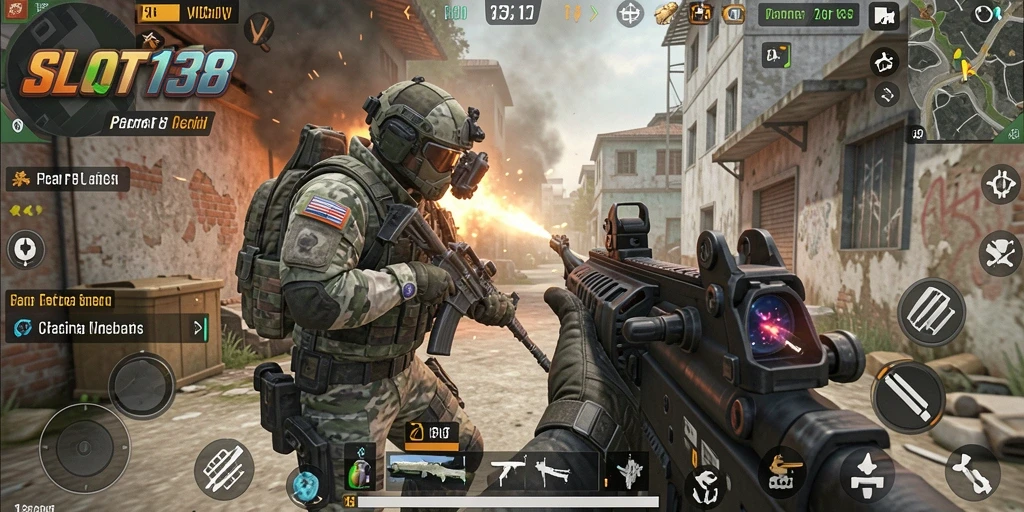 Tangkapan layar gameplay SLOT138 menampilkan aksi pertempuran yang mendebarkan.