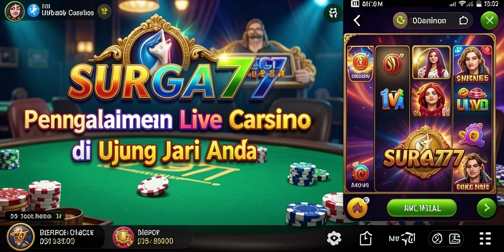 Screenshot gameplay SURGA77 menampilkan suasana Live Casino yang menarik.