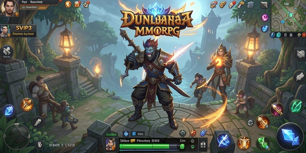 Screenshot gameplay SVIP3 menampilkan pertempuran epik di dunia MMORPG.