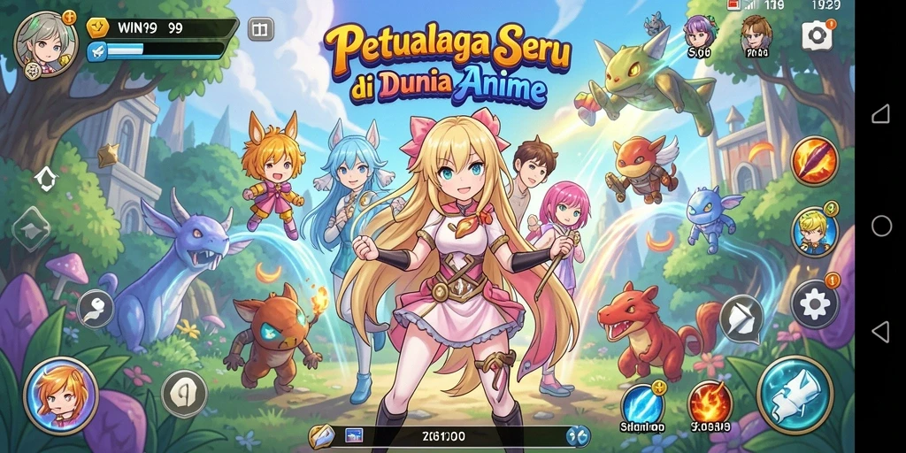 Gambaran gameplay seru di WIN199 dengan karakter anime yang menarik.